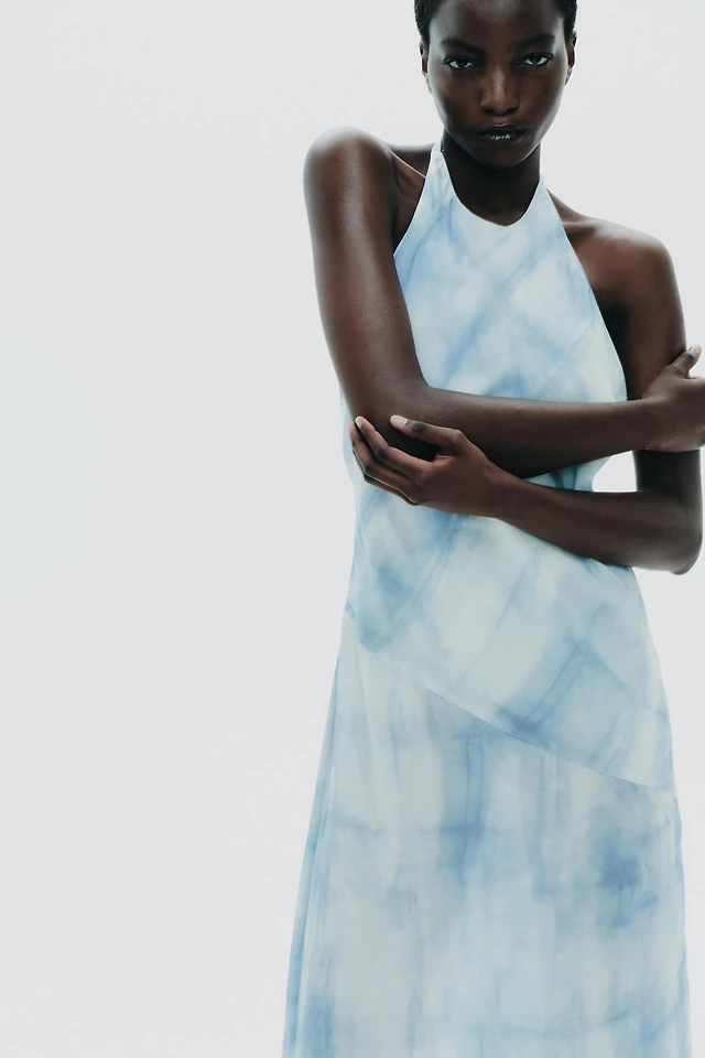 pink tie dye dress zara Zara Tie Dye Satin Effect Dress by Zara