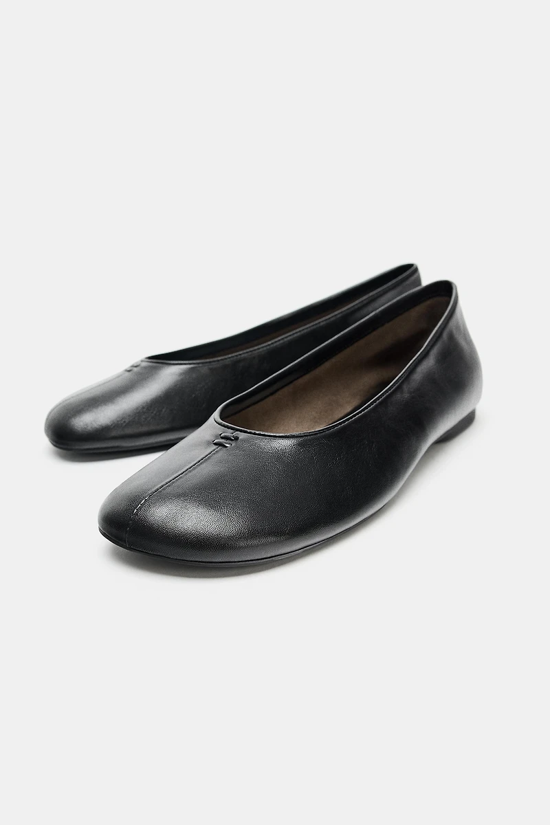LEATHER FLAT BALLET FLATS