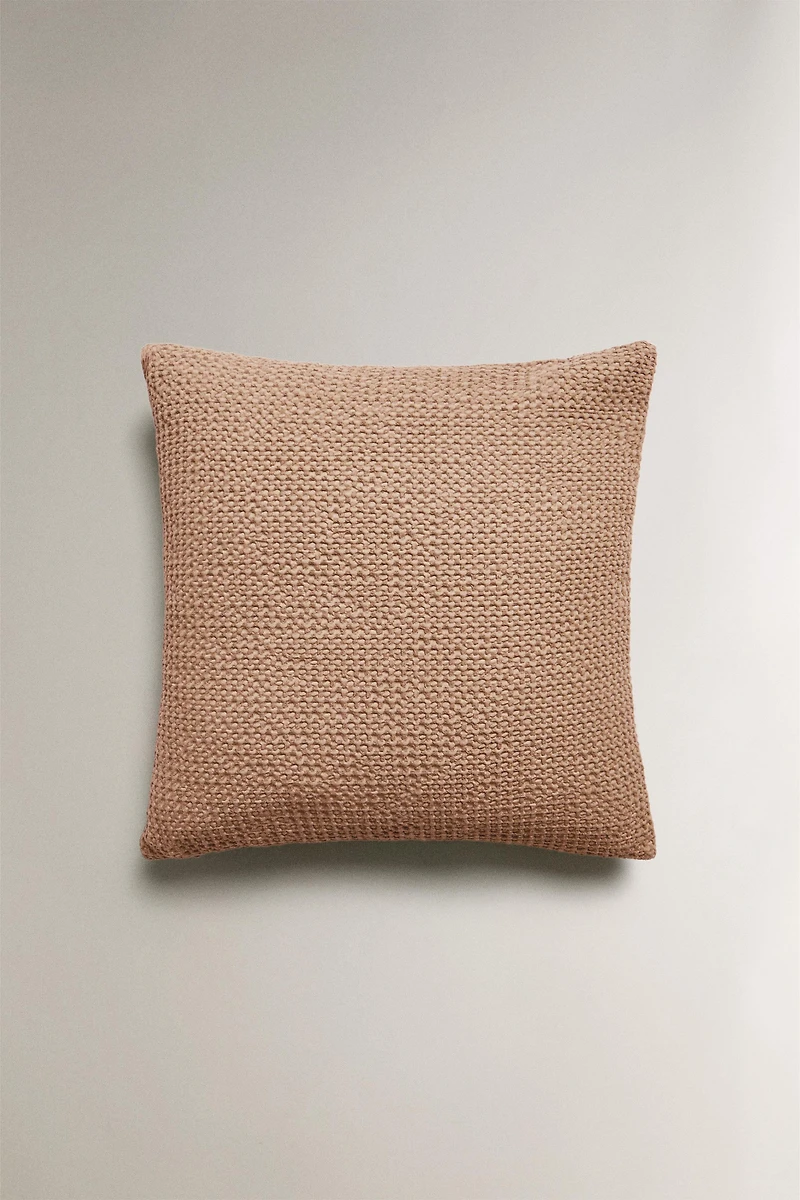 WAFFLE-KNIT THROW PILLOW COVER