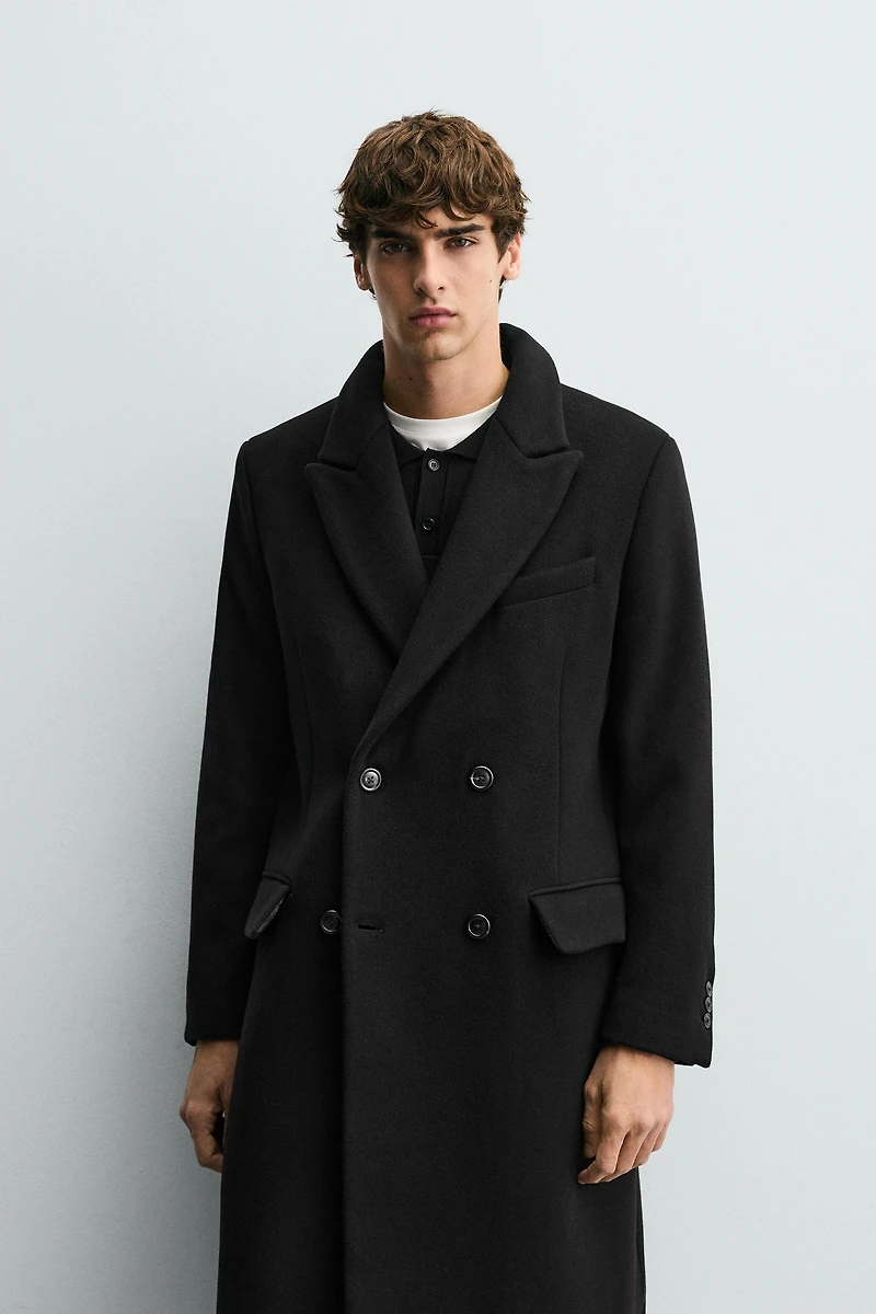 DOUBLE BREASTED MANTECO WOOL BLEND COAT ®