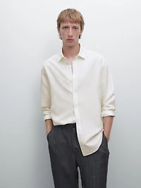 Regular fit linen blend shirt