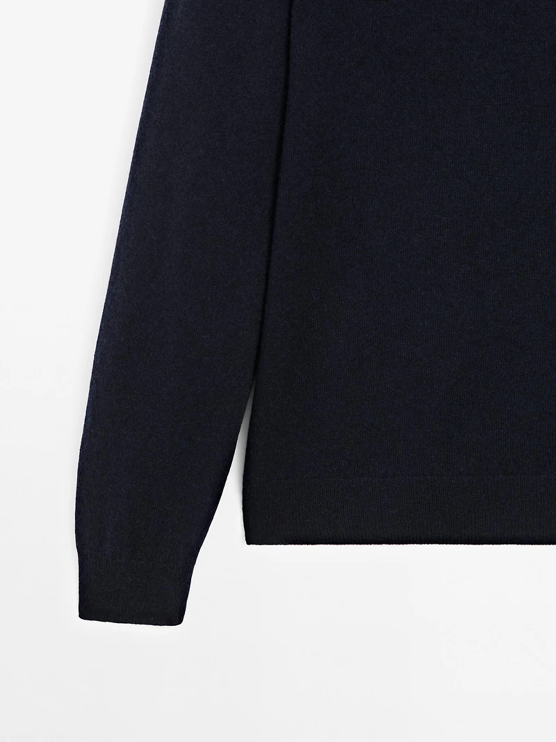 100% cashmere ribbed knit polo shirt