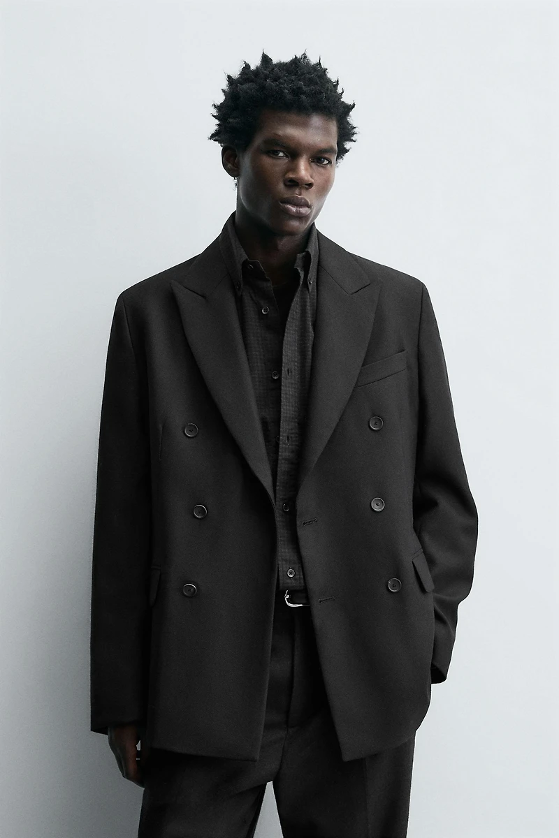 LIMITED EDITION WOOL BLEND DOUBLE BREASTED SUIT BLAZER