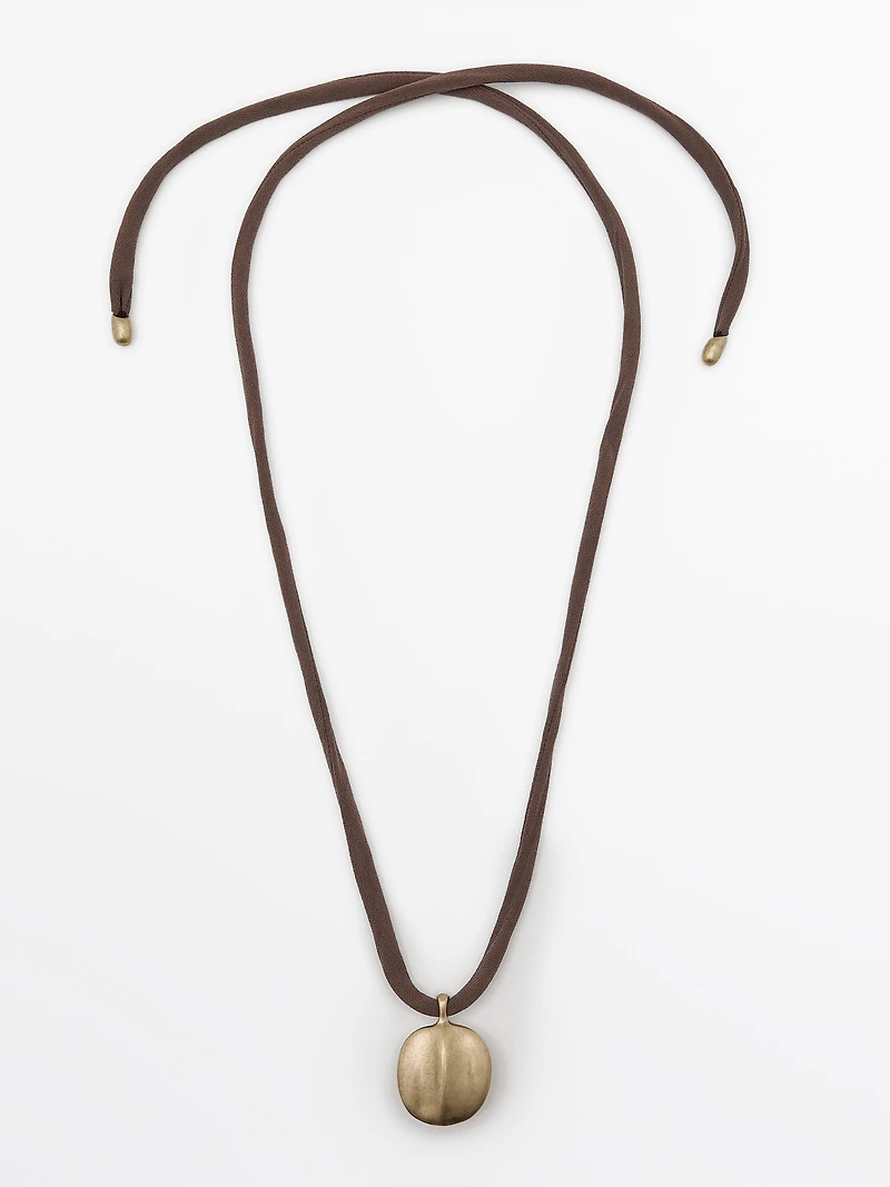 Leaf and silk cord necklace