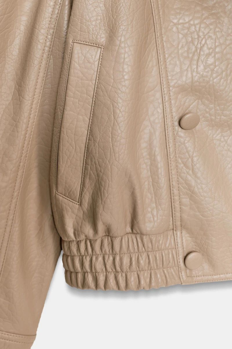 FAUX LEATHER BOMBER JACKET