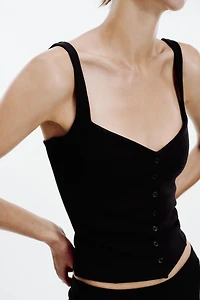 SWEETHEART NECKLINE BUTTON TOP