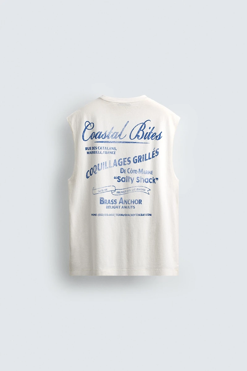 T-SHIRT DÉBARDEUR IMPRIMÉ DÉLAVÉ