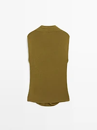 Draped top with surplice neckline