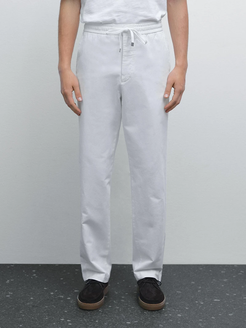 Cotton blend jogger fit trousers