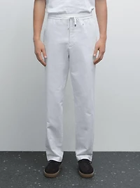 Cotton blend jogger fit trousers