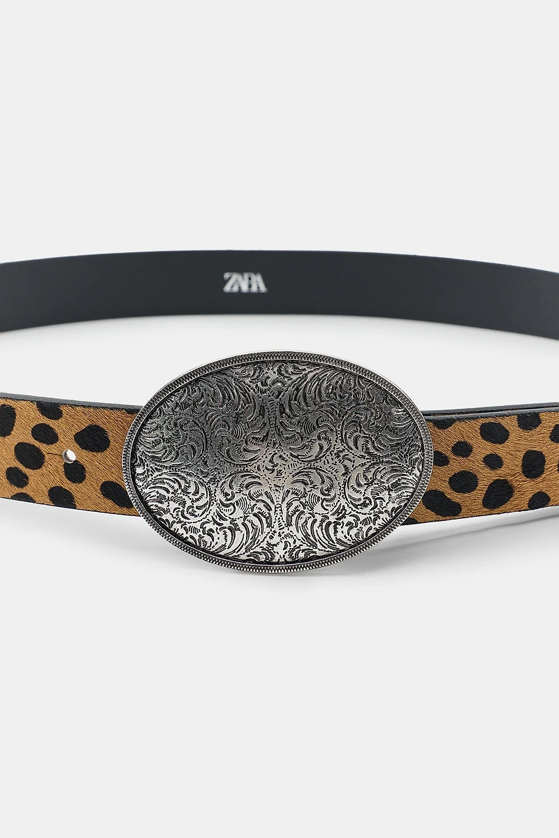 100% LEATHER ANIMAL PRINT BELT