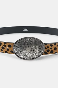 100% LEATHER ANIMAL PRINT BELT