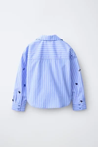 STRIPED SHIRT AND GATHERED TOP SET WITH SEQUIN APPLIQUÉ