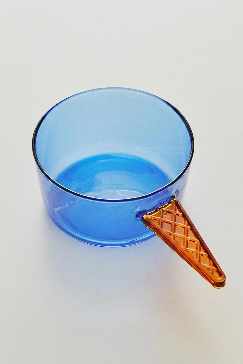 BOROSILICATE GLASS ICE CREAM BOWL WITH HANDLE