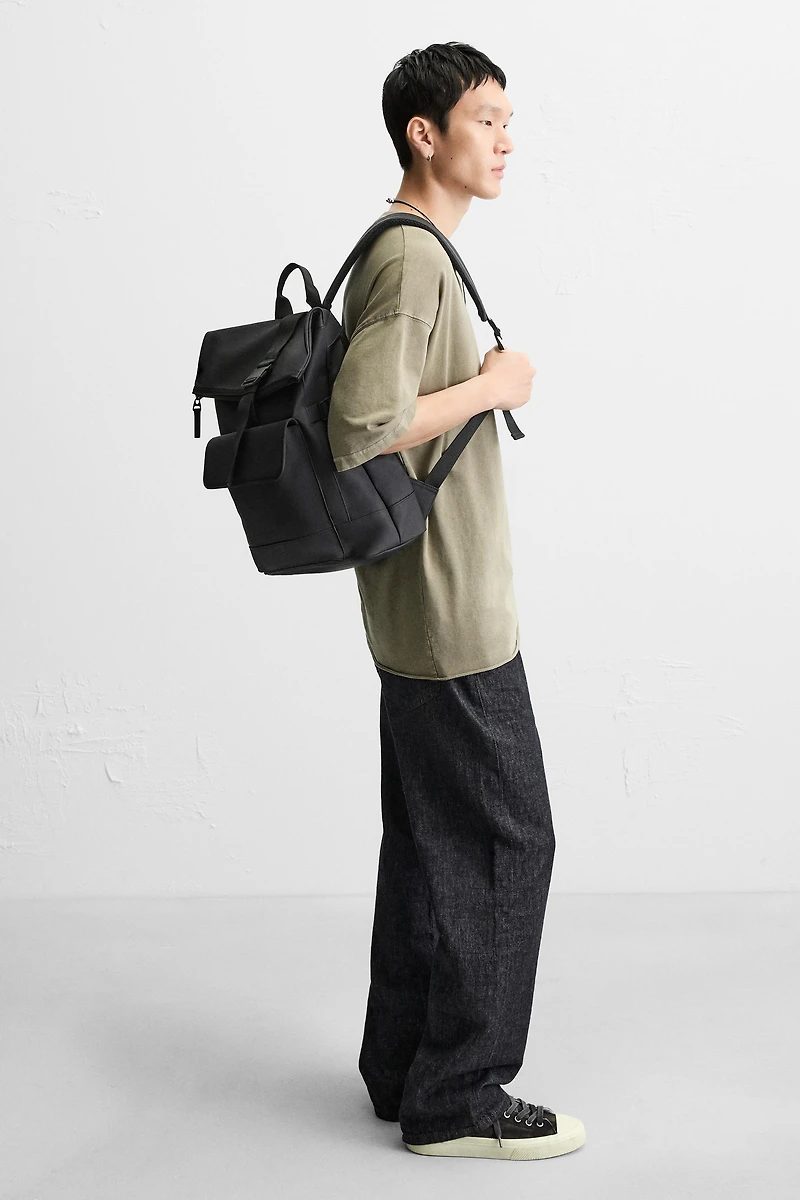 RUBBERIZED FLAP BACKPACK