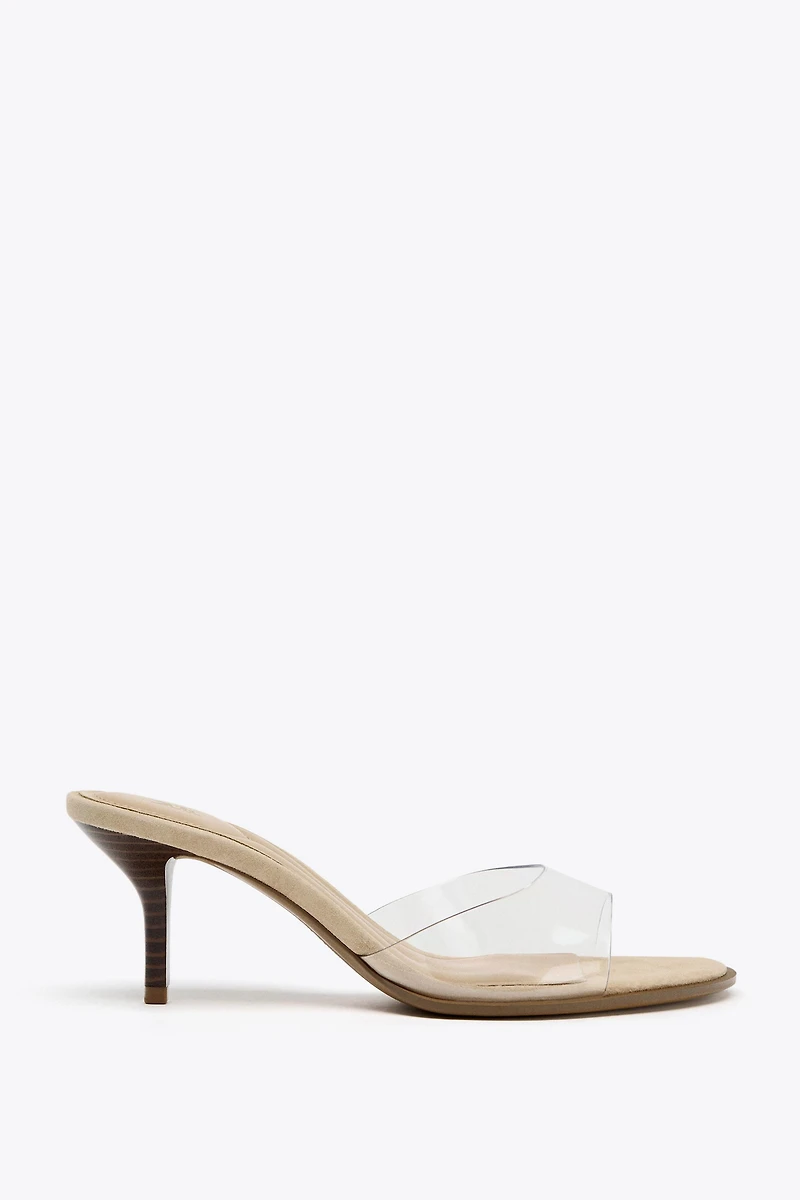 HIGH HEELED VINYL SANDALS