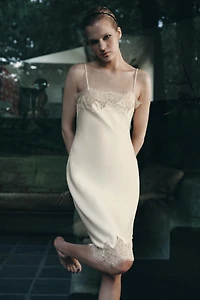 LACE LINGERIE STYLE MIDI DRESS