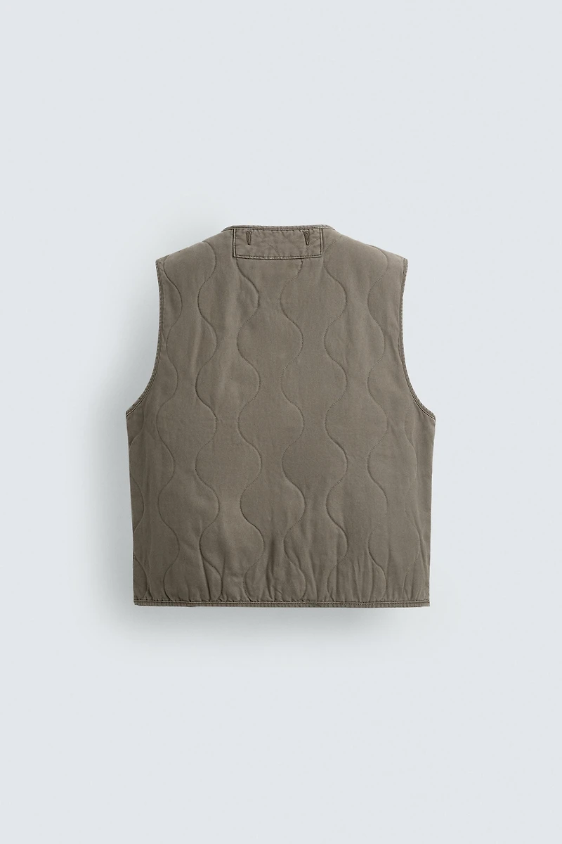 WASHED TOPSTITCHED VEST
