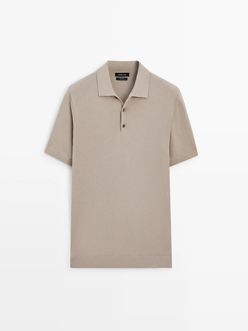Knit cotton polo shirt