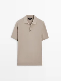 Knit cotton polo shirt