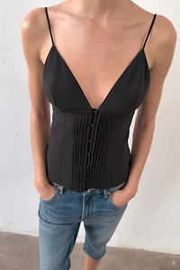 PLEATED STRAP TOP