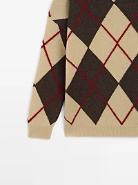 Pull à losanges en laine mélangée