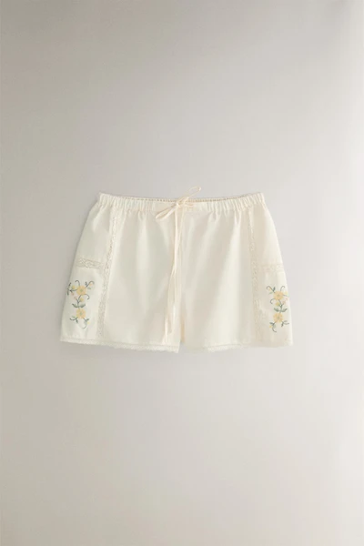 EMBROIDERED COTTON SHORTS