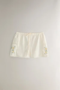 EMBROIDERED COTTON SHORTS