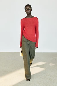 Boat neck knit sweater