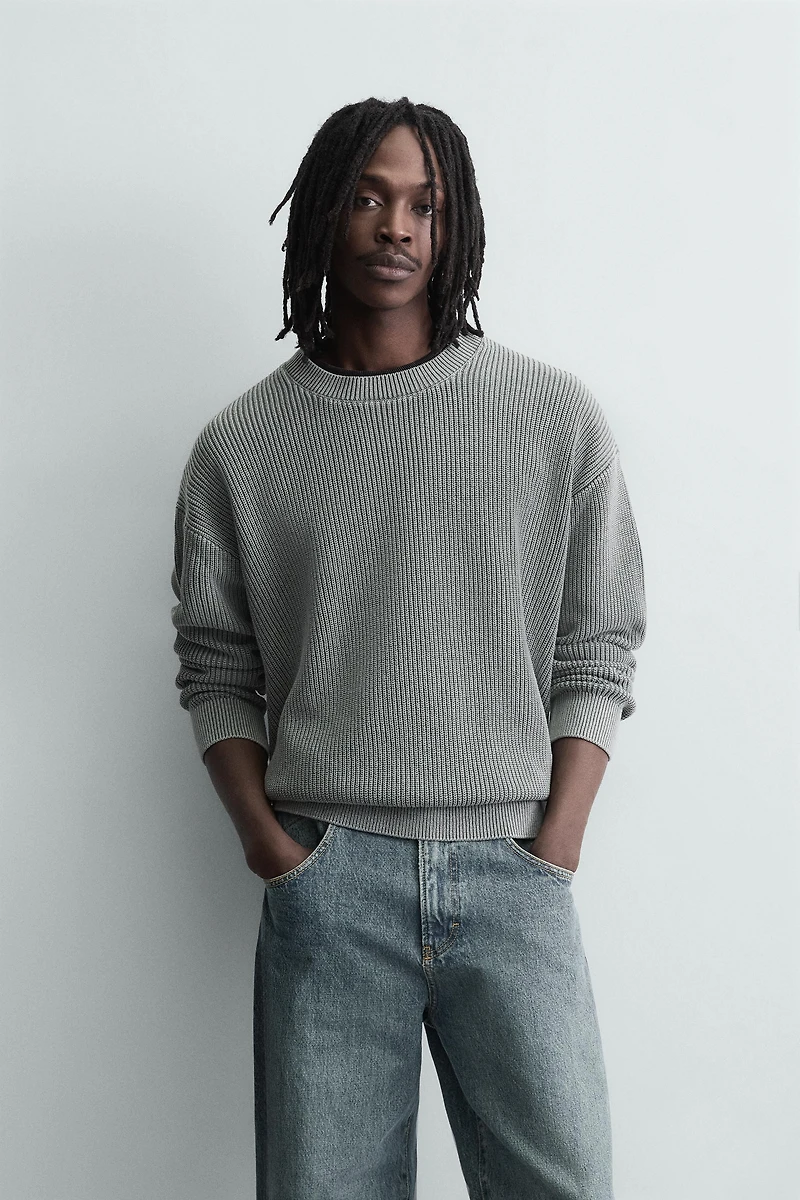 WASHED RIBBED TEXTURED JUMPER