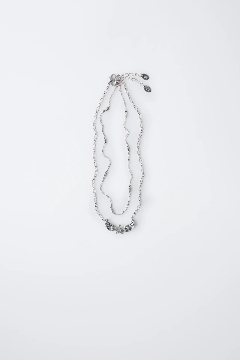 PACK OF TWO WING PENDANT NECKLACES