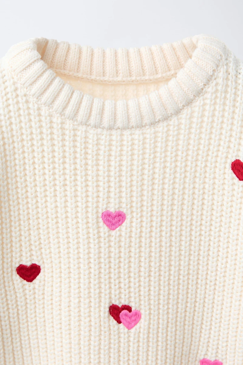 EMBROIDERED HEART KNIT JUMPER