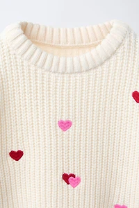 EMBROIDERED HEART KNIT JUMPER