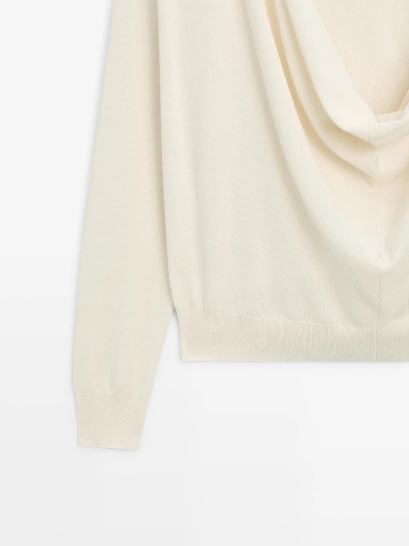 Pull en coton à encolure drapée