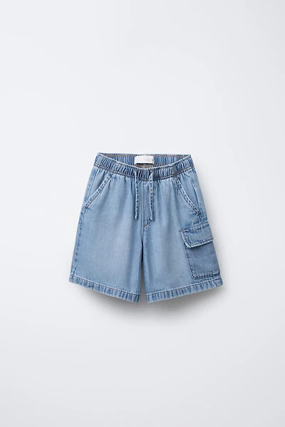LOOSE DENIM CARGO SHORTS