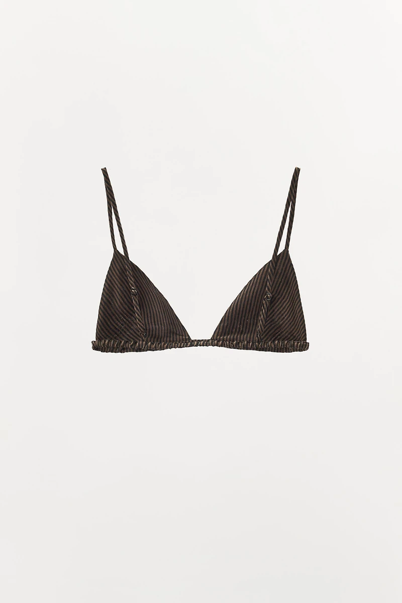 STRIPED LINEN TRIANGLE BRA