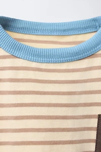 STRIPED APPLE PATCH T-SHIRT