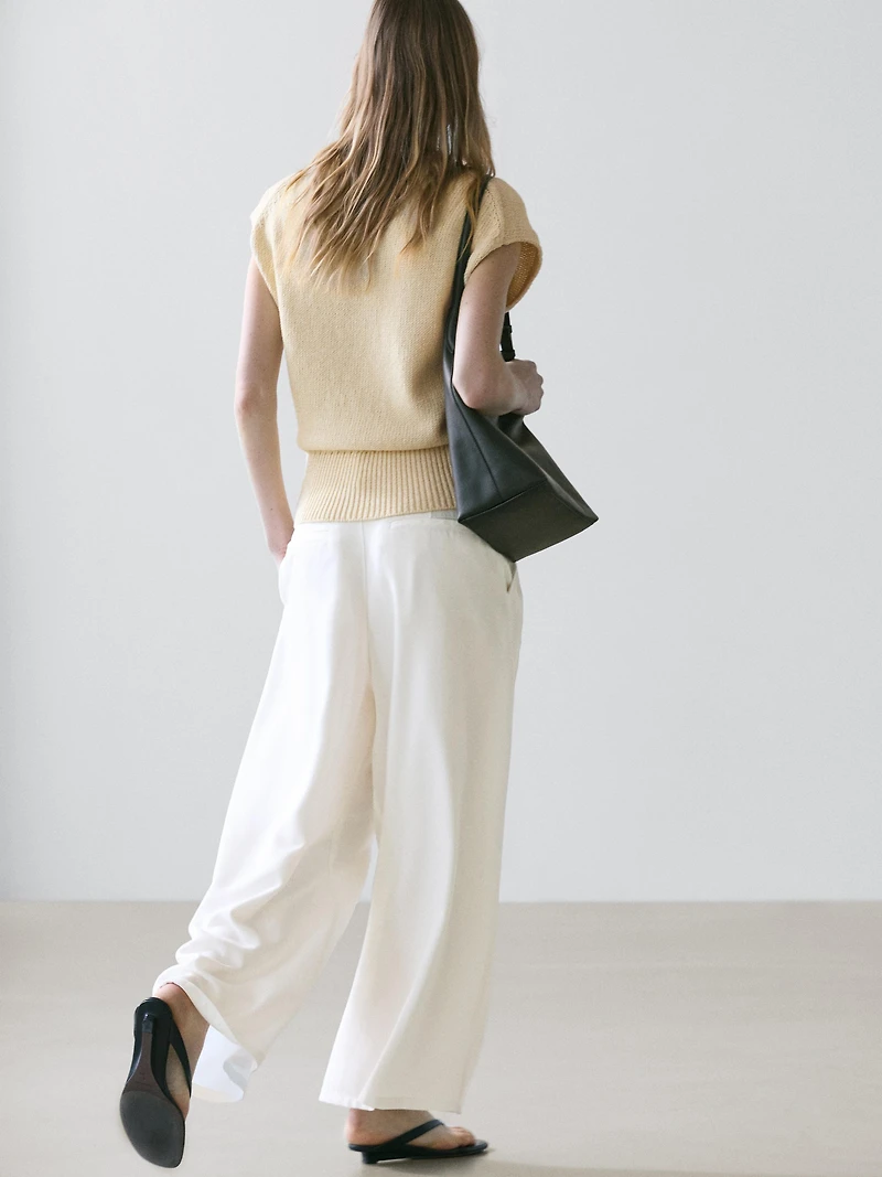Pantalon wide leg à plis