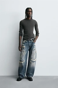 RIPPED BALLOON FIT JEANS