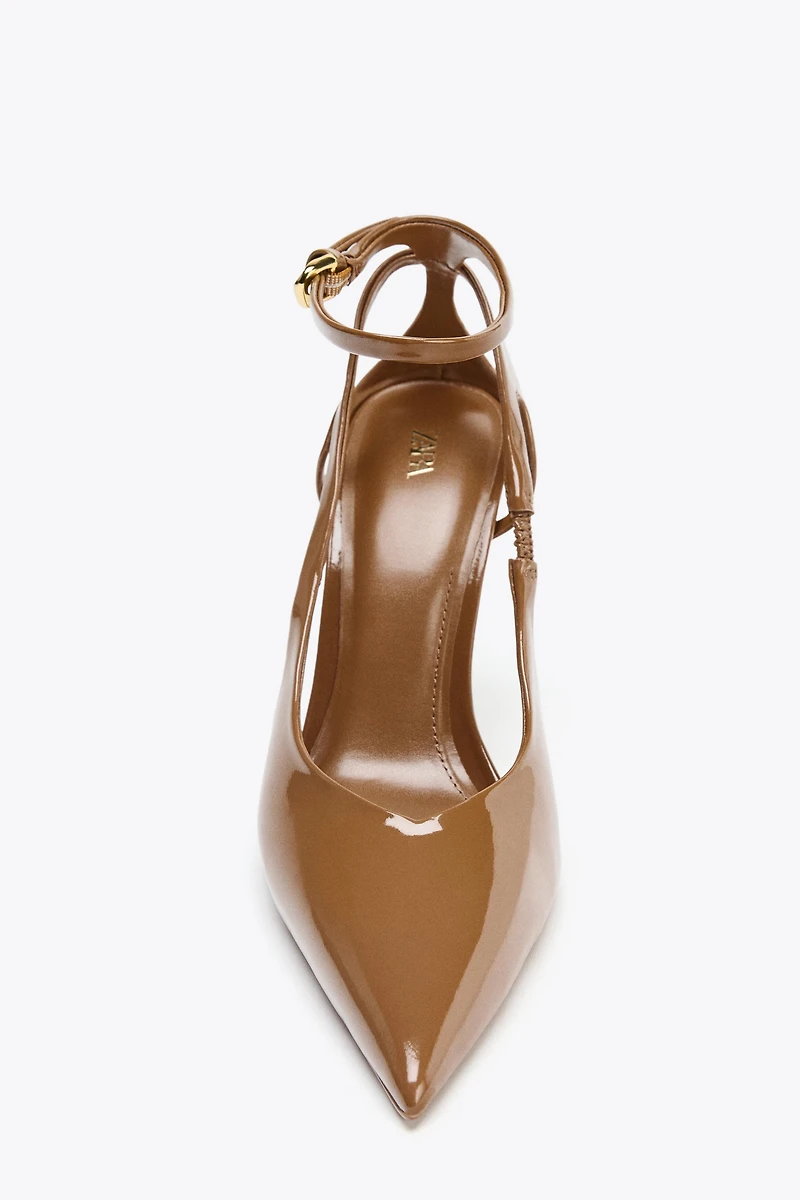 PATENT-EFFECT HEELED SHOES