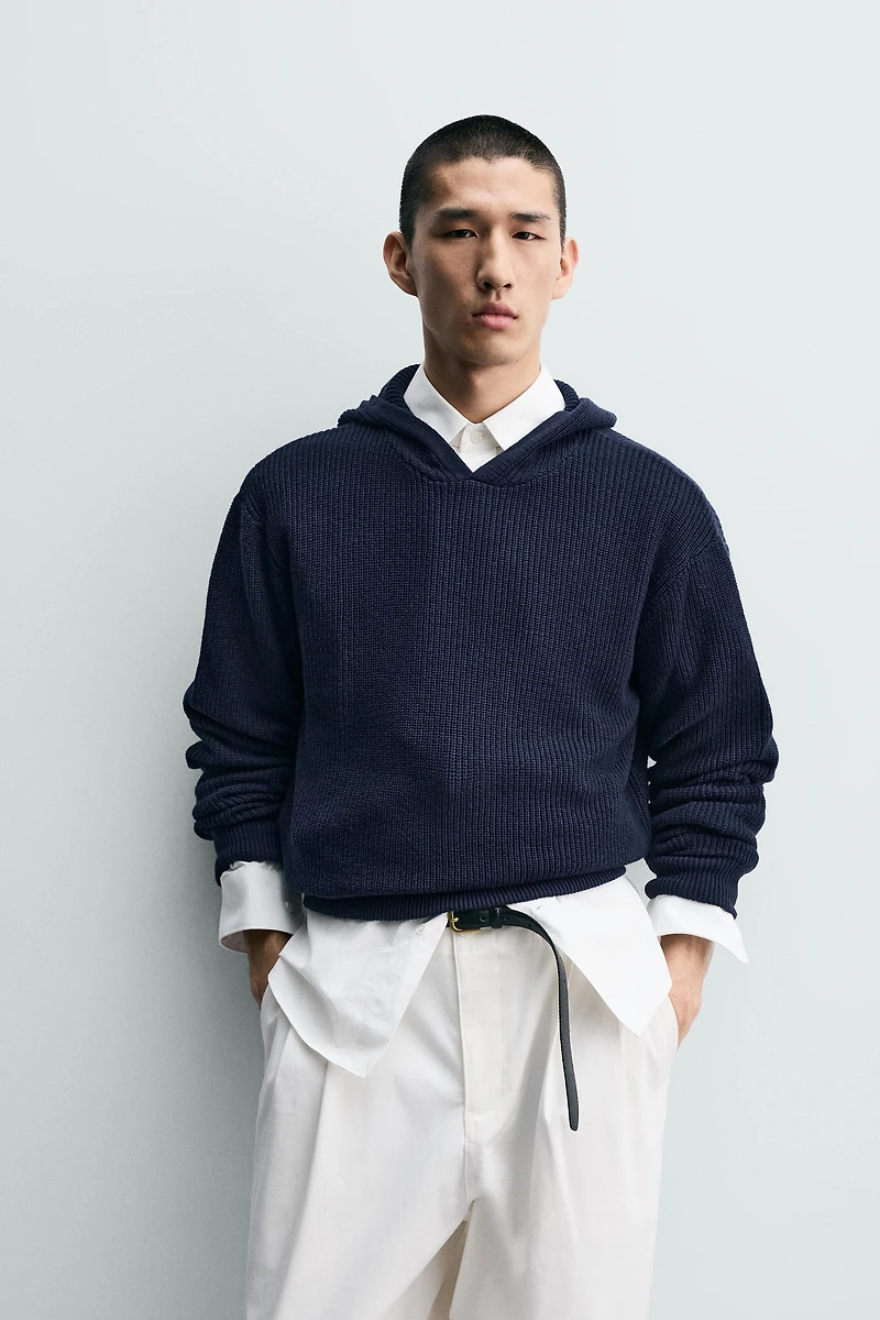 COTTON - WOOL HOODIE JUMPER
