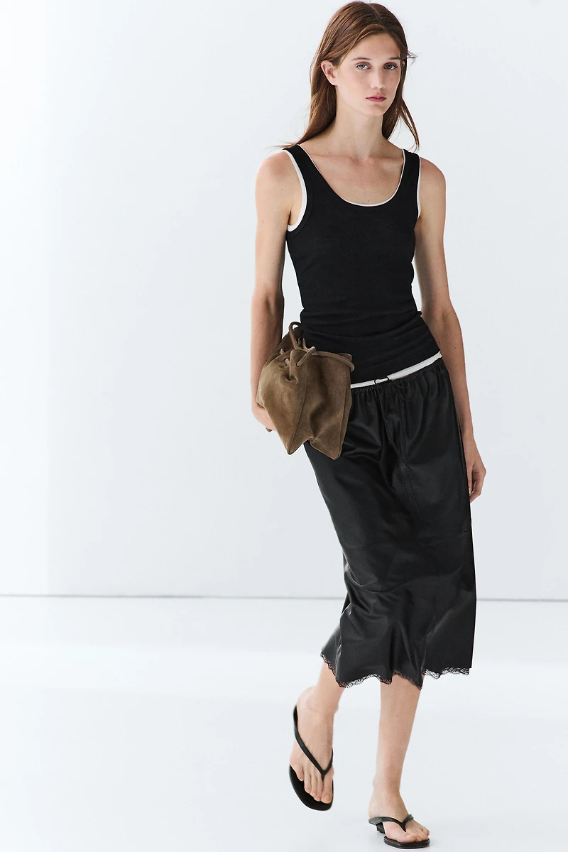 100% cotton ribbed double-layer top