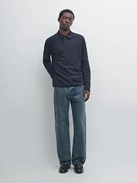 Polo à manches longues avec bouton-pression