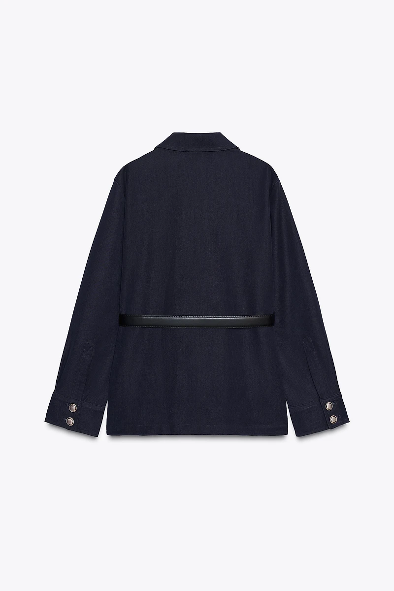 BELTED PATCH POCKET JACKET