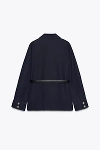 BELTED PATCH POCKET JACKET