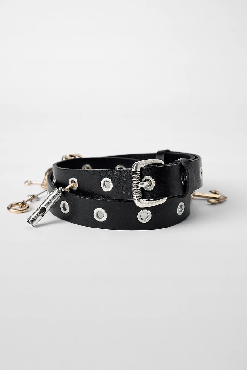 STUDS AND CHARMS LEATHER BELT KATE MOSS X ZARA