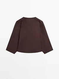 Cropped shirt with drawstring detail
