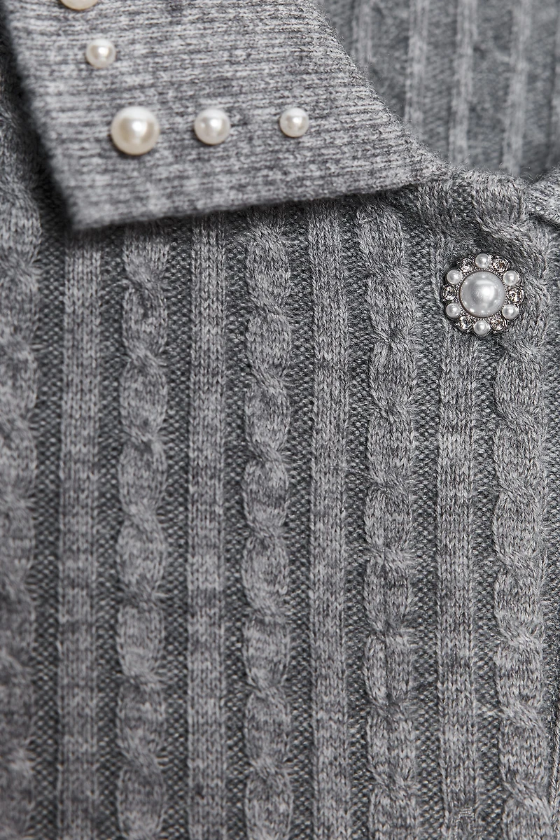 JEWEL NECK CROPPED CARDIGAN