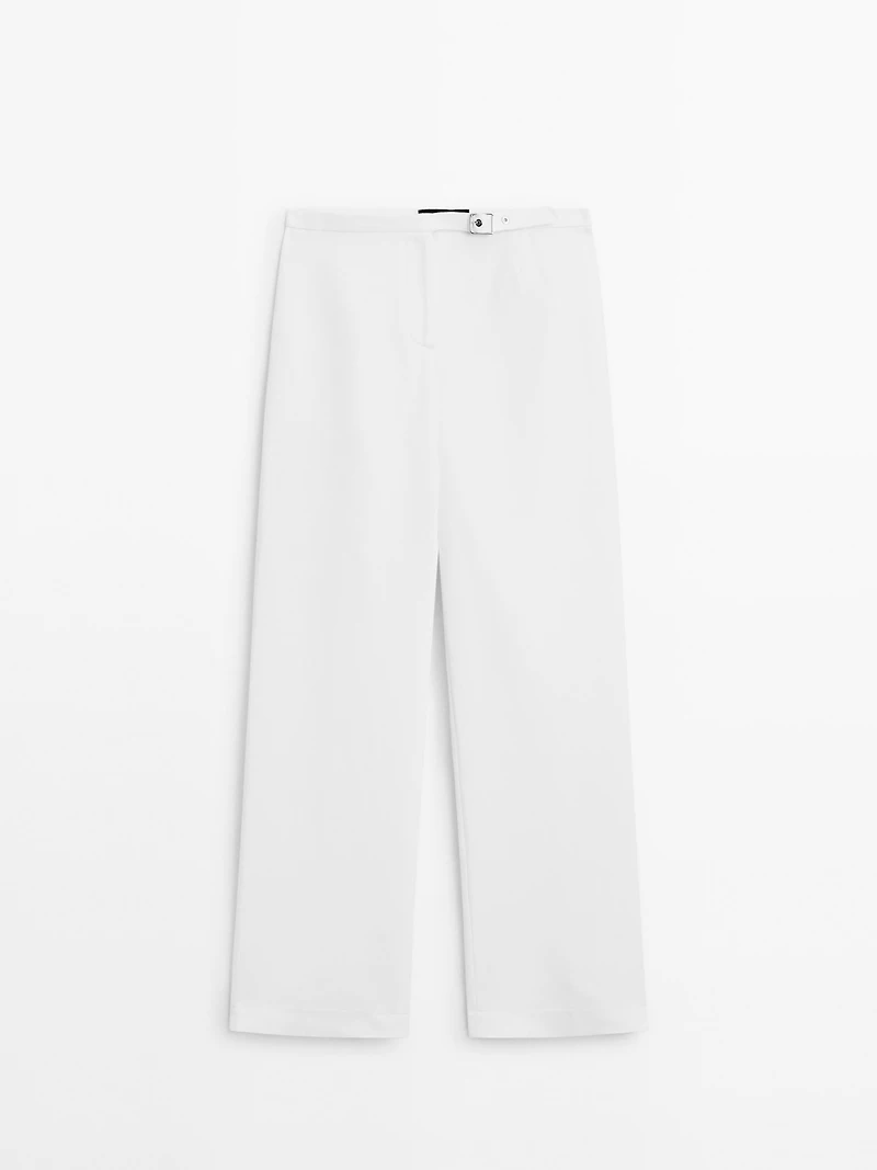 Straight-fit trousers with buckle detail