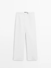 Straight-fit trousers with buckle detail